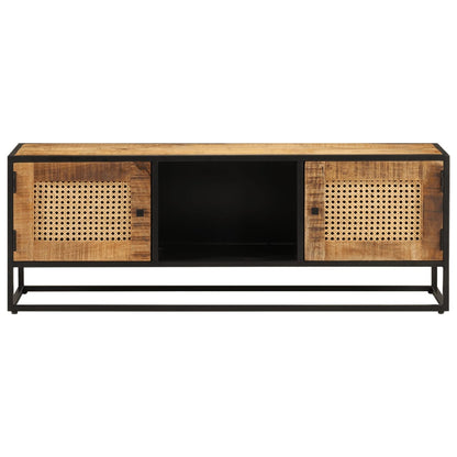 TV Cabinet 110x30x40 cm Solid Rough Wood Mango&Iron