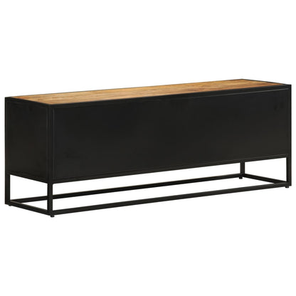 TV Cabinet 110x30x40 cm Solid Rough Wood Mango&Iron