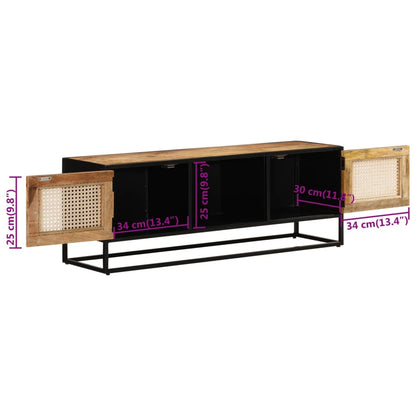 TV Cabinet 110x30x40 cm Solid Rough Wood Mango&Iron