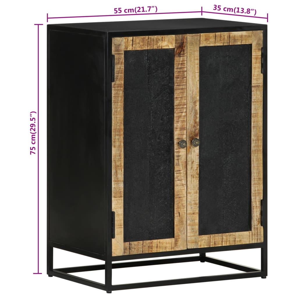 Sideboard with 2 Doors 55x35x75 cm Solid Wood Mango&Iron