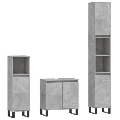 3 Piece Bathroom Cabinet Set Concrete Grey Engineered Wood