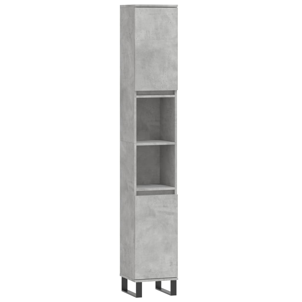 3 Piece Bathroom Cabinet Set Concrete Grey Engineered Wood