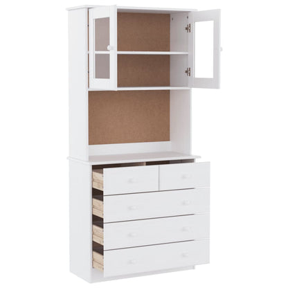 Highboard ALTA White 77x35x165 cm Solid Wood Pine