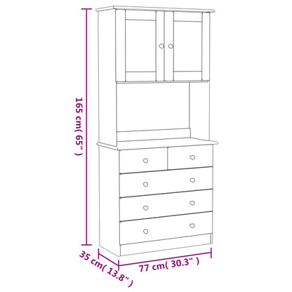 Highboard ALTA White 77x35x165 cm Solid Wood Pine