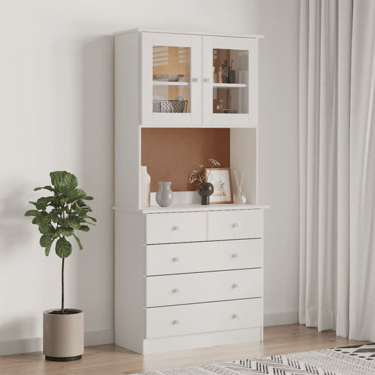 Highboard ALTA White 77x35x165 cm Solid Wood Pine