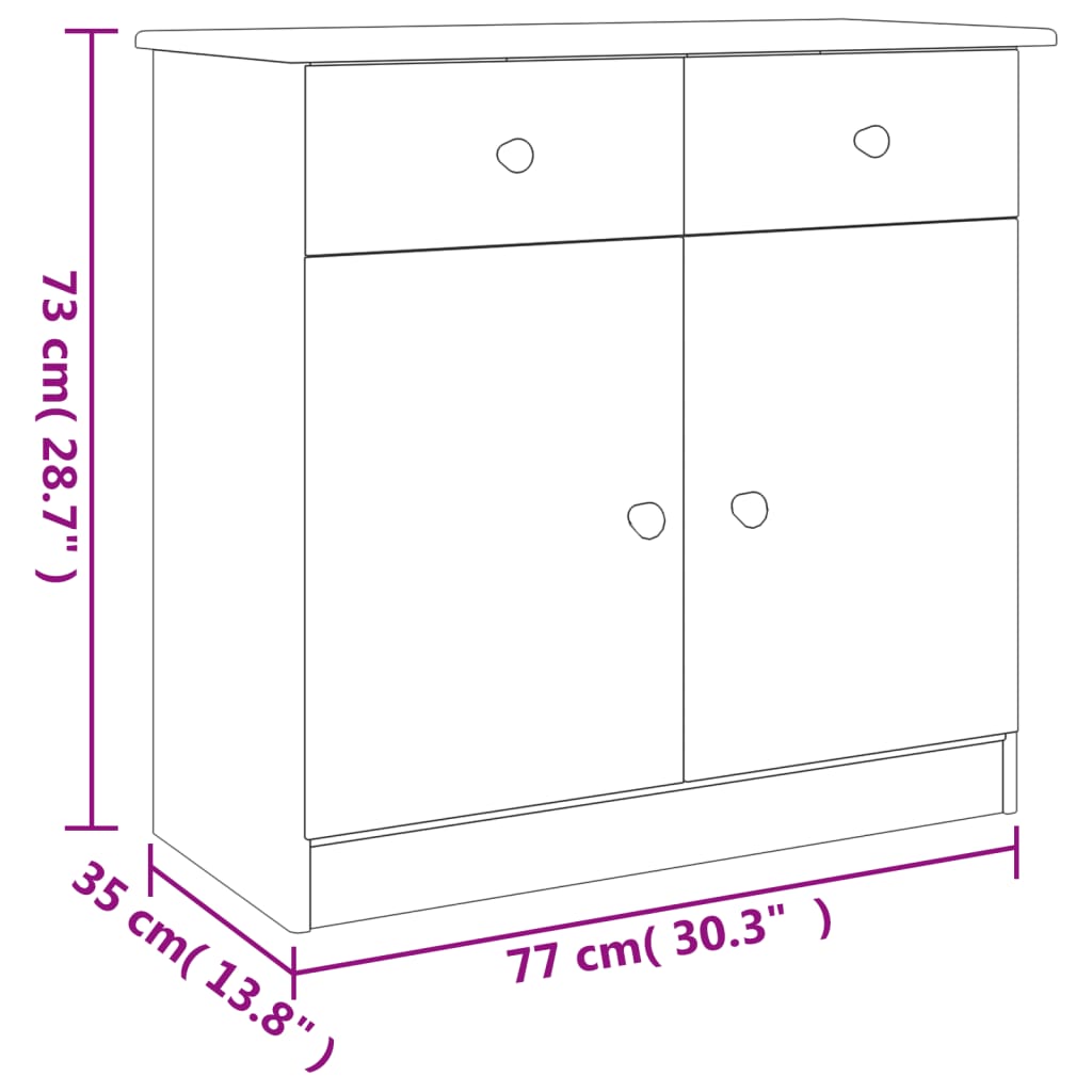 Sideboard ALTA 77x35x73 cm Solid Wood Pine