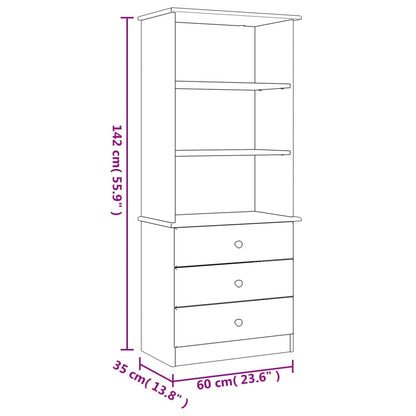 Bookcase with Drawers ALTA 60x35x142 cm Solid Wood Pine