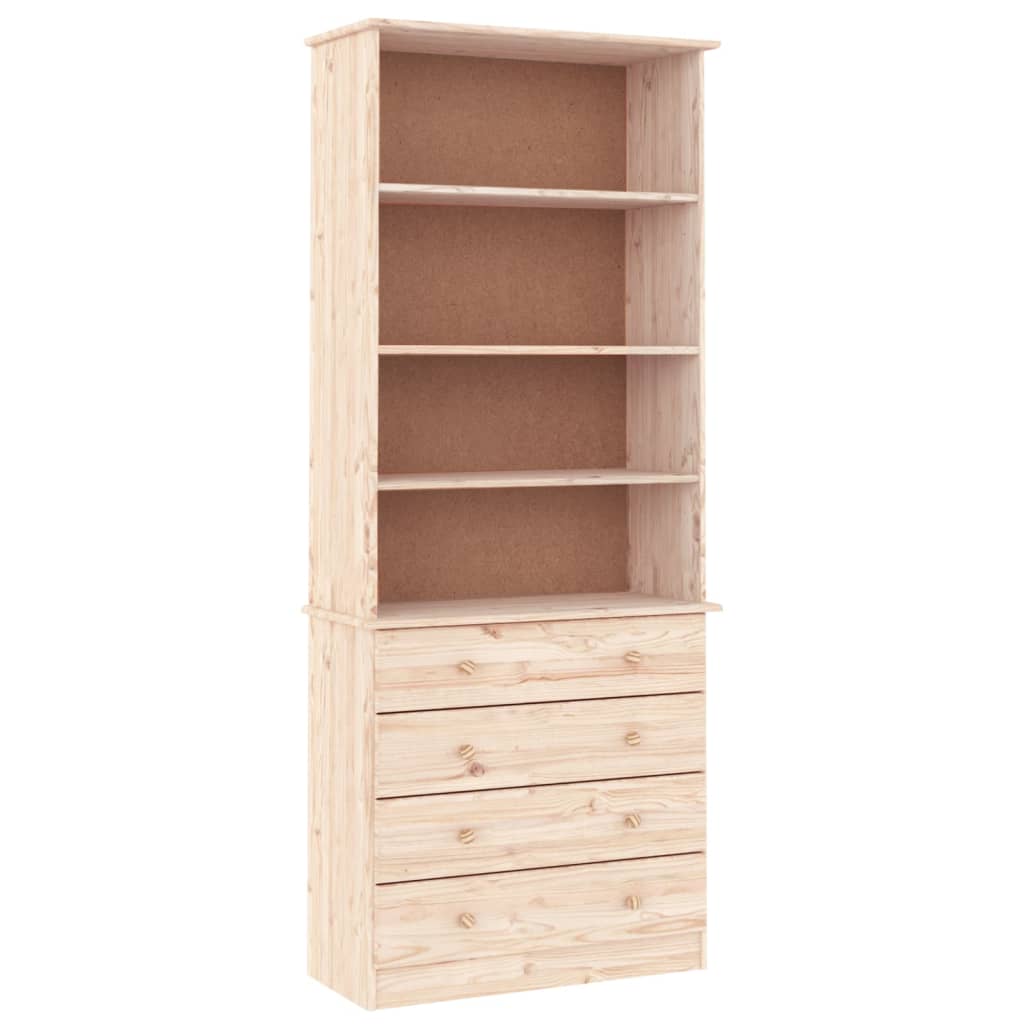 Bookcase with Drawers ALTA 77x35x186.5 cm Solid Wood Pine