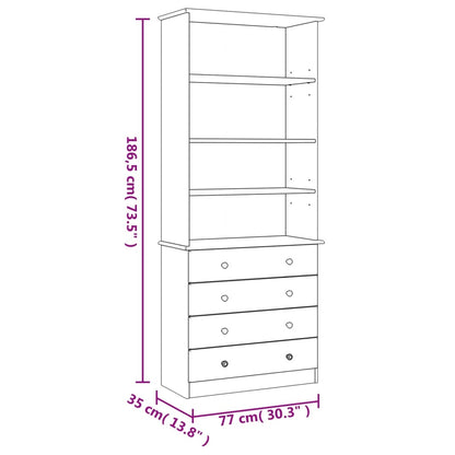 Bookcase with Drawers ALTA 77x35x186.5 cm Solid Wood Pine