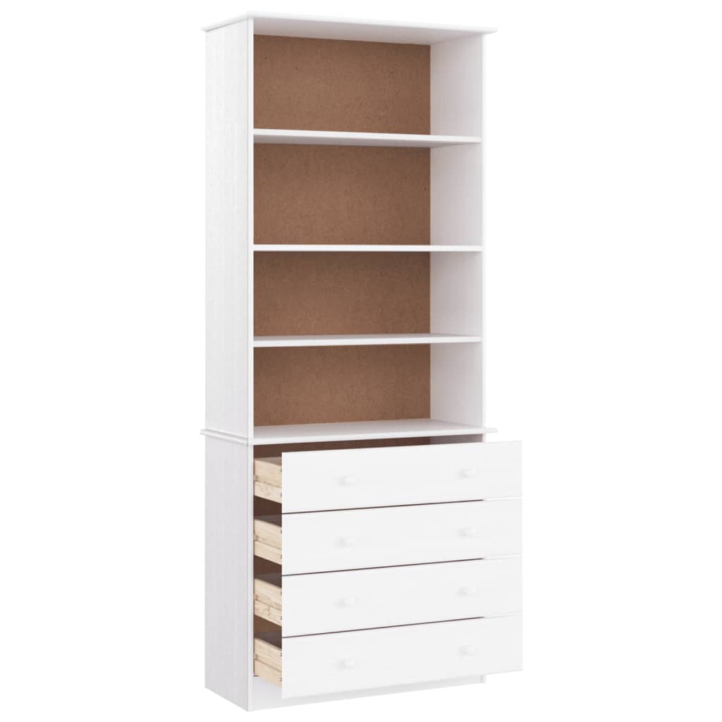 Bookcase with Drawers ALTA White 77x35x186.5 cm Solid Wood Pine