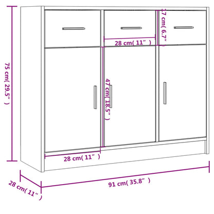 Sideboard Concrete Grey 91x28x75 cm Engineered Wood