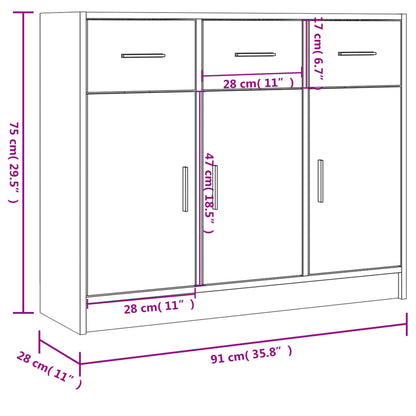 Sideboard Smoked Oak 91x28x75 cm Engineered Wood