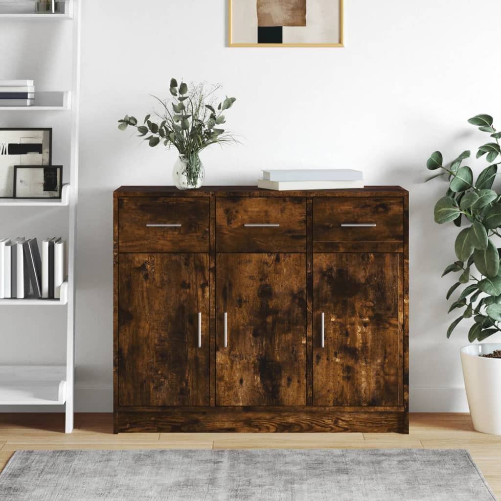 Sideboard Smoked Oak 91x28x75 cm Engineered Wood