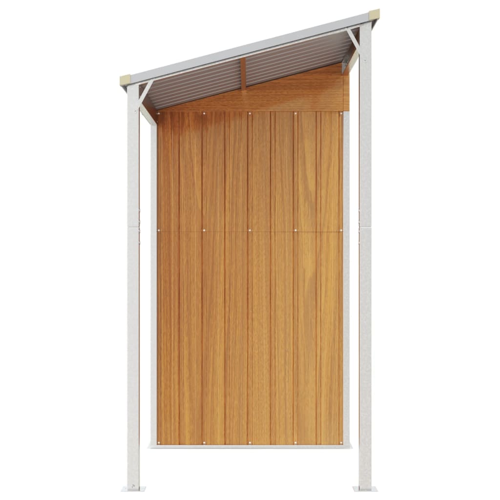 Garden Shed with Extended Roof Light Brown 277x110.5x181cm Steel