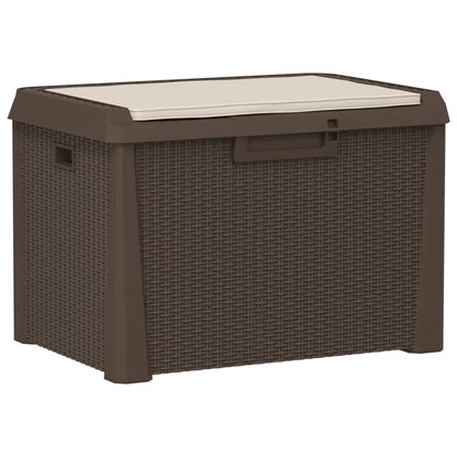 Garden Storage Box with Seat Cushion Brown 125 L PP