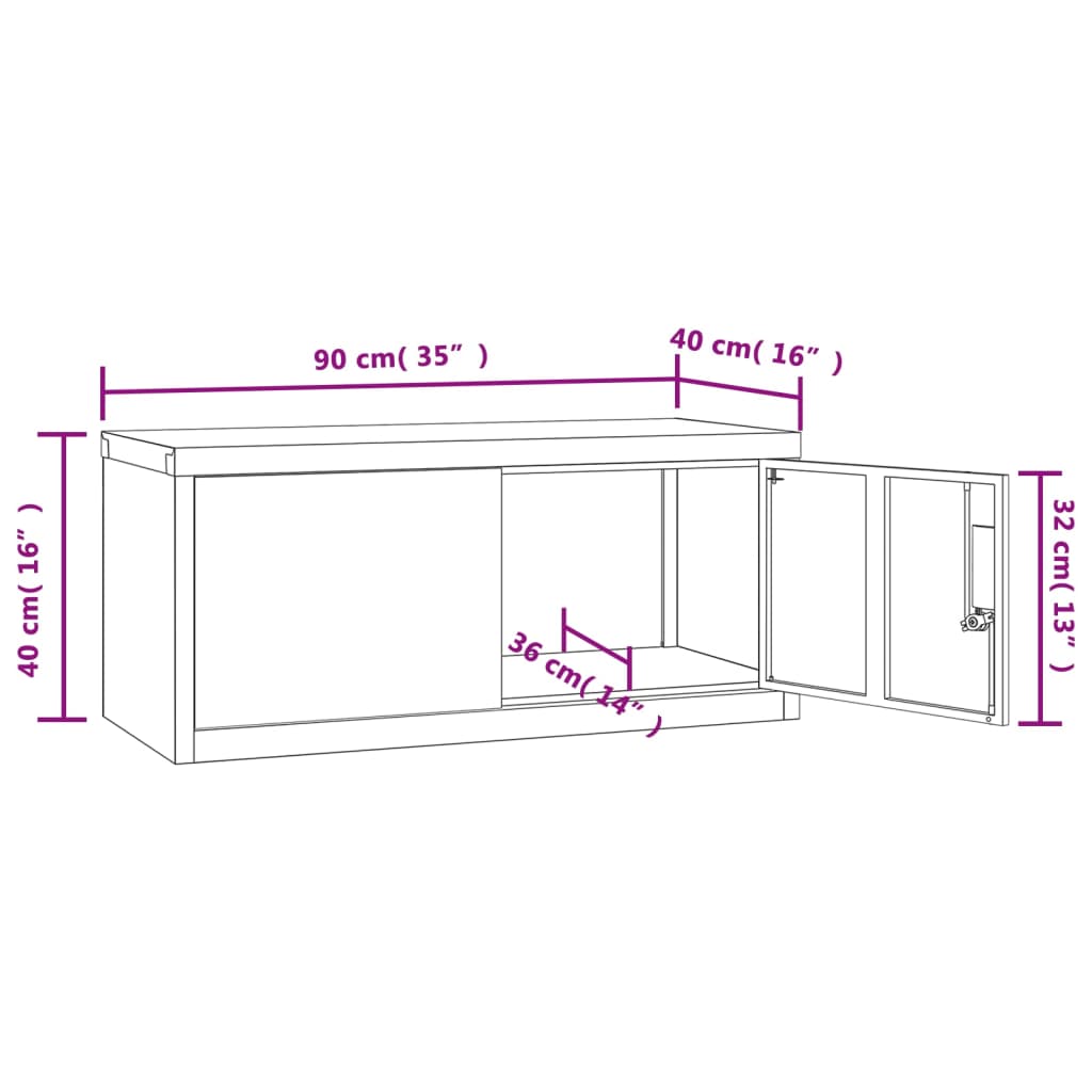 File Cabinet White 90x40x40 cm Steel