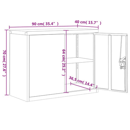 File Cabinet White 90x40x70 cm Steel