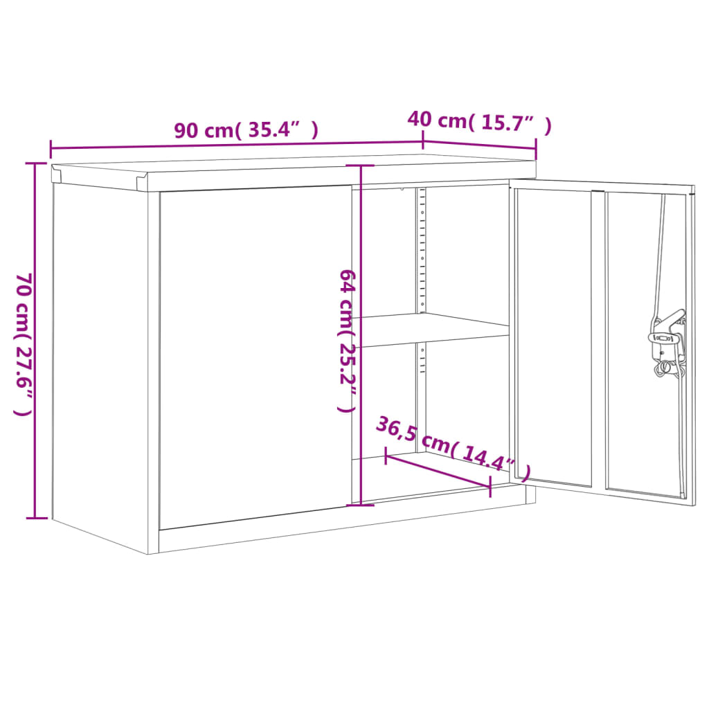 File Cabinet Light Grey and Blue 90x40x70 cm Steel