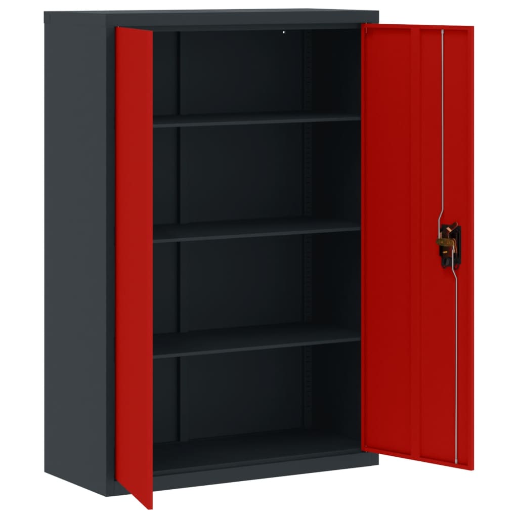 File Cabinet Anthracite and Red 90x40x140 cm Steel