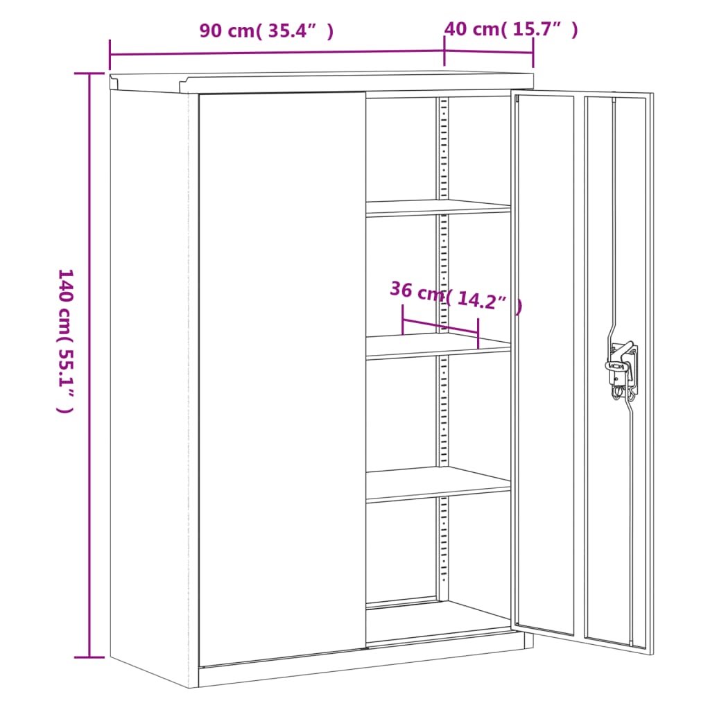 File Cabinet Anthracite and Red 90x40x140 cm Steel