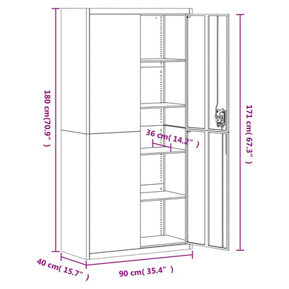 File Cabinet Light Grey 90x40x180 cm Steel