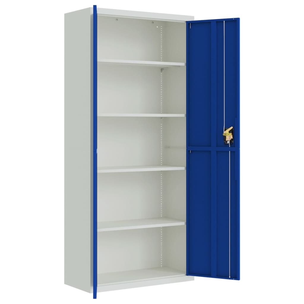 File Cabinet Light Grey and Blue 90x40x200 cm Steel