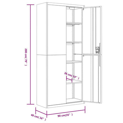 File Cabinet Light Grey and Blue 90x40x200 cm Steel