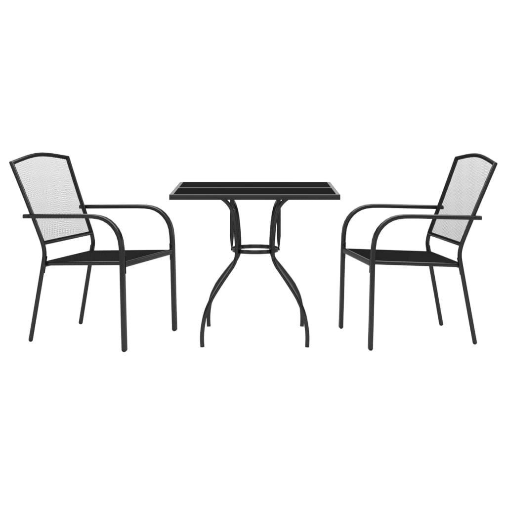 3 Piece Garden Dining Set Anthracite Steel