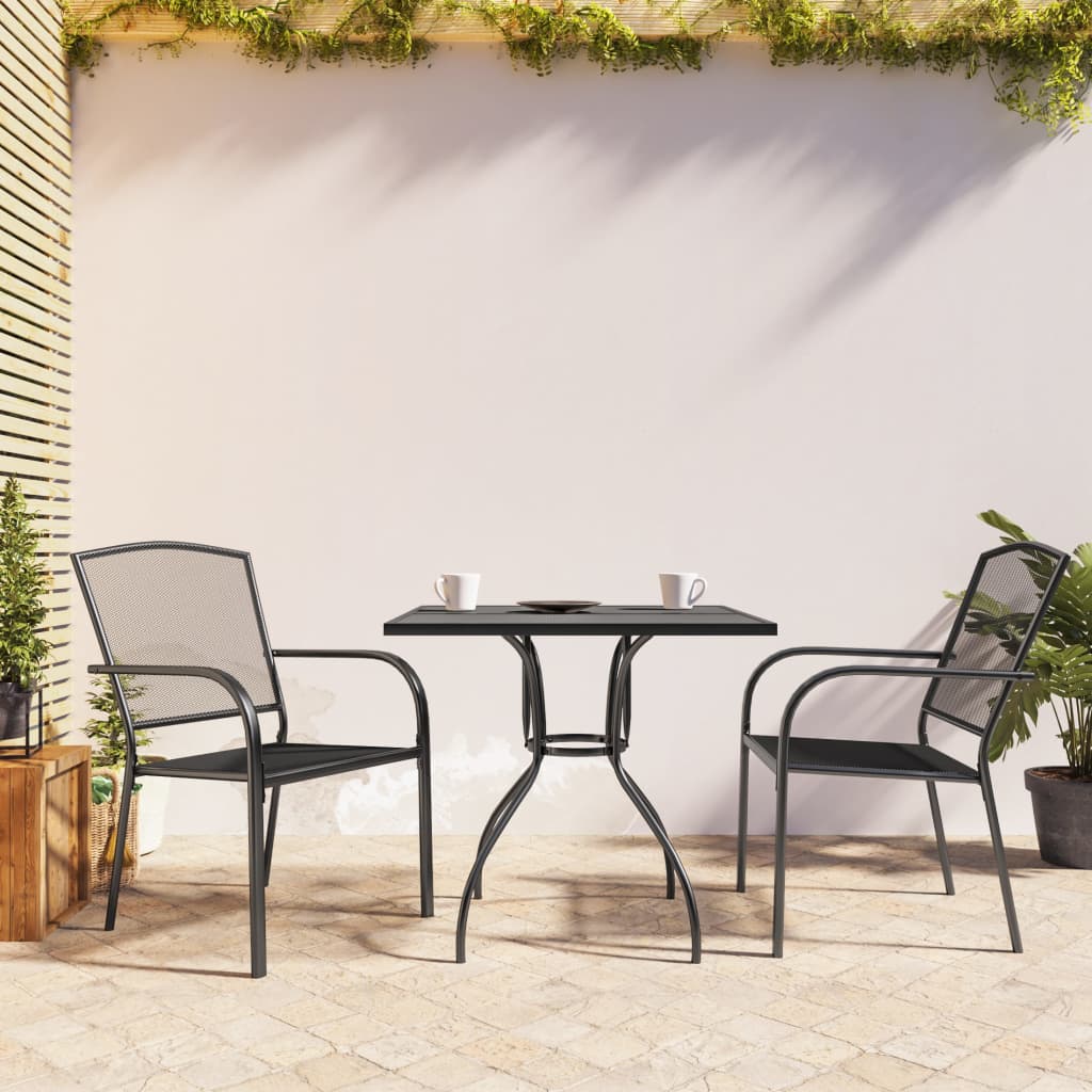 3 Piece Garden Dining Set Anthracite Steel