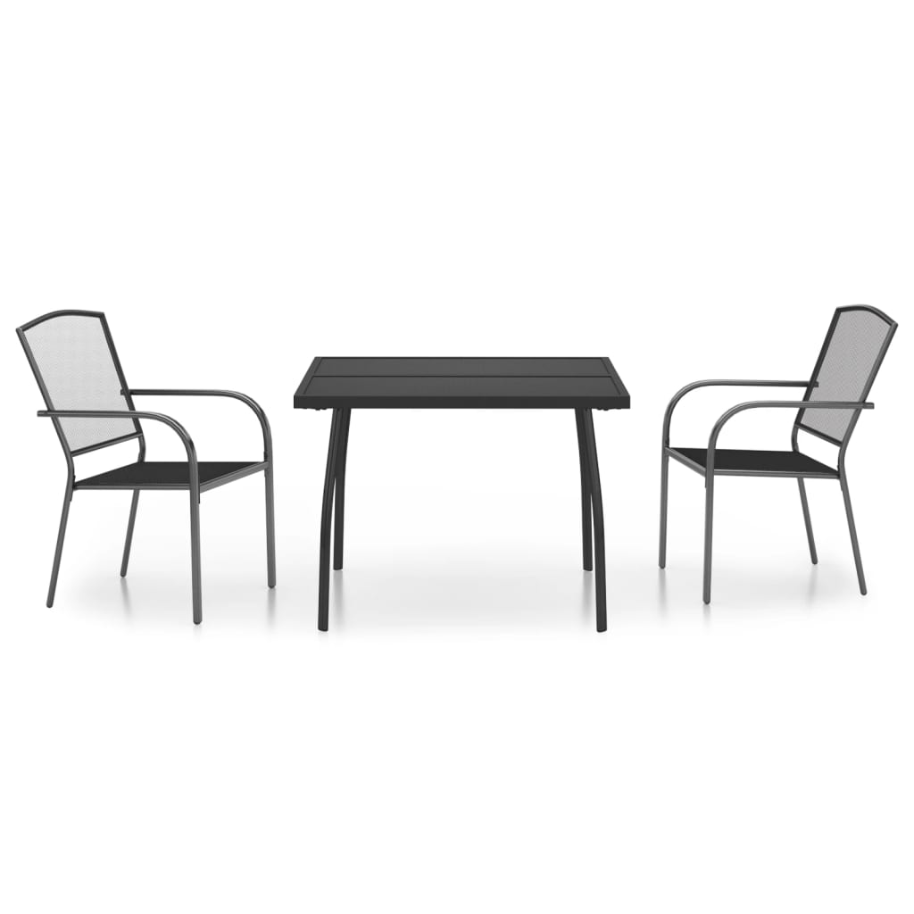 3 Piece Garden Dining Set Anthracite Steel