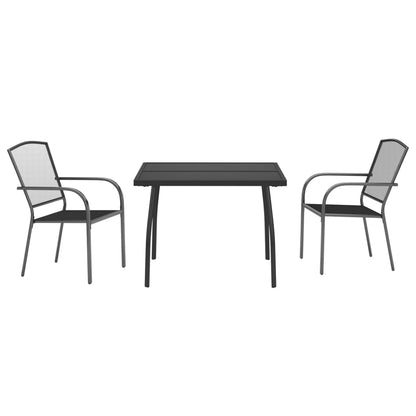 3 Piece Garden Dining Set Anthracite Steel