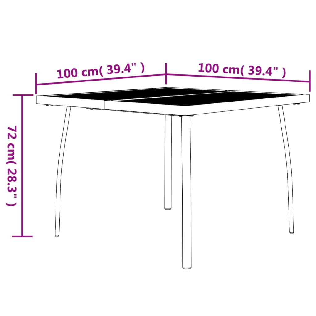 3 Piece Garden Dining Set Anthracite Steel