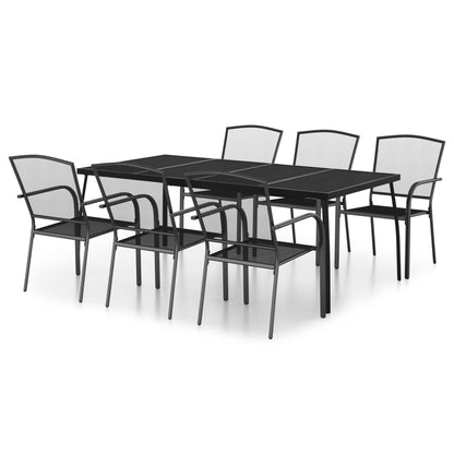 7 Piece Garden Dining Set Anthracite Steel