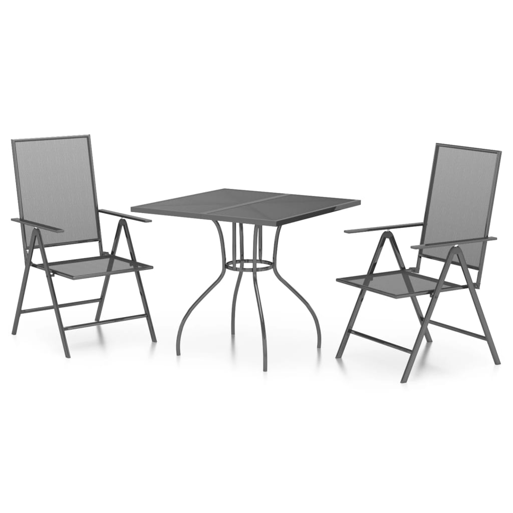 3 Piece Garden Dining Set Anthracite Steel