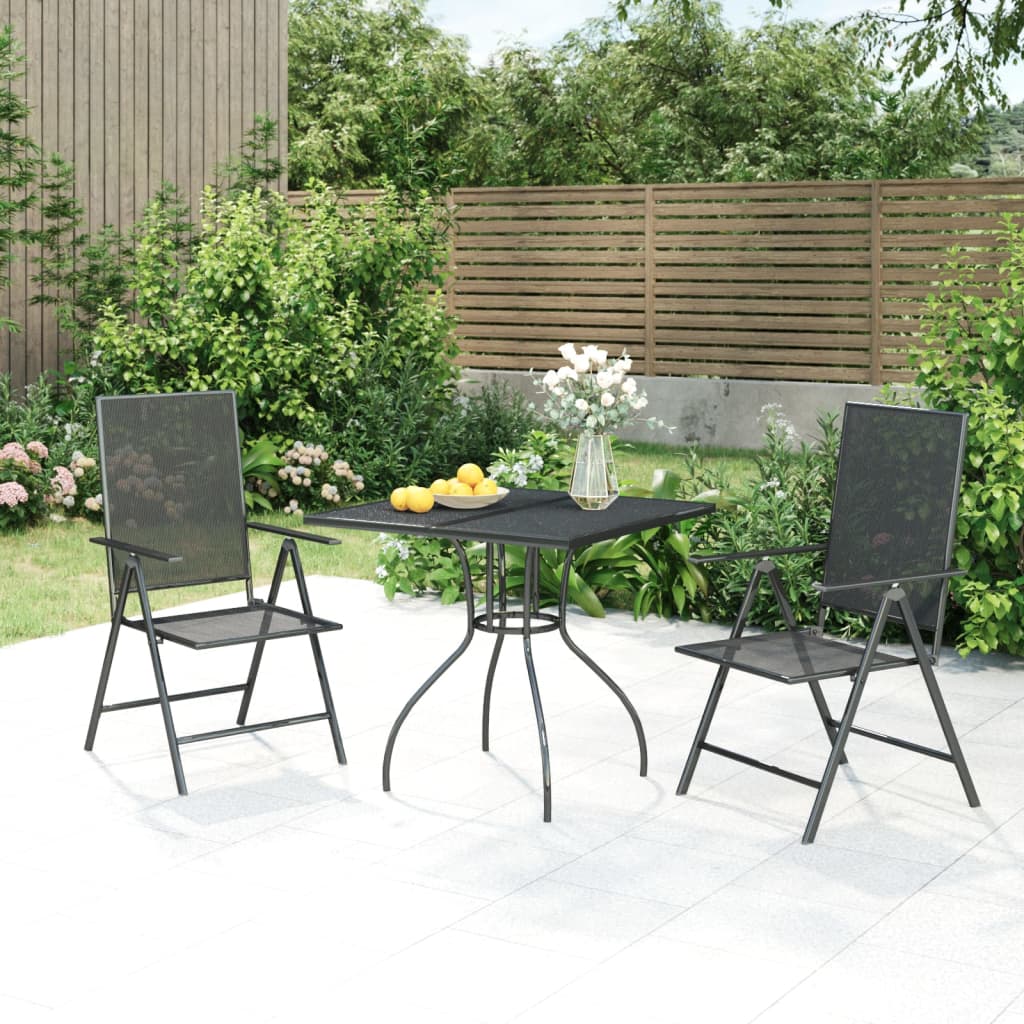 3 Piece Garden Dining Set Anthracite Steel