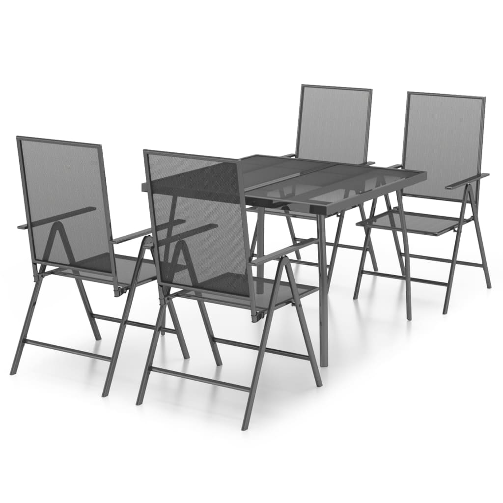 5 Piece Garden Dining Set Anthracite Steel