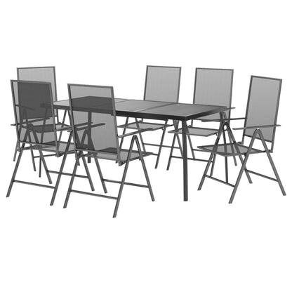 7 Piece Garden Dining Set Anthracite Steel