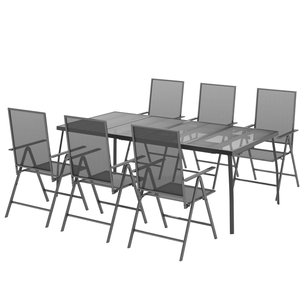 7 Piece Garden Dining Set Anthracite Steel