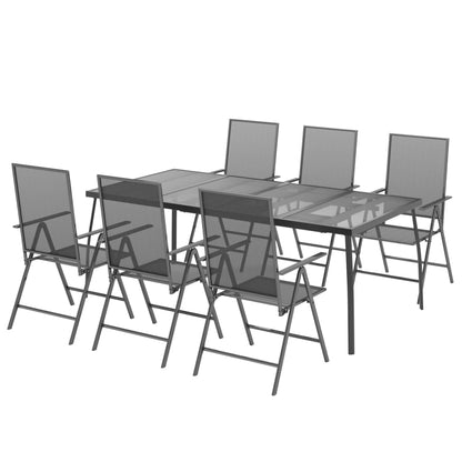 7 Piece Garden Dining Set Anthracite Steel