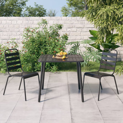 3 Piece Garden Dining Set Anthracite Steel