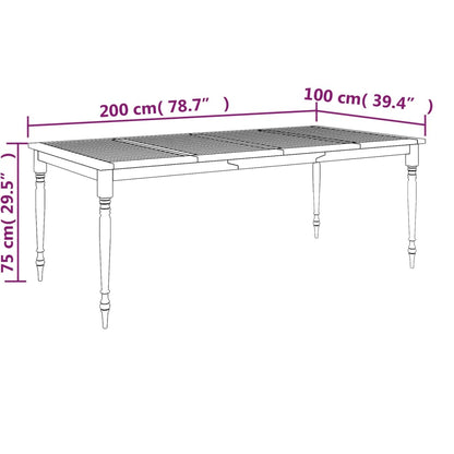 Batavia Table 200x100x75 cm Solid Wood Teak