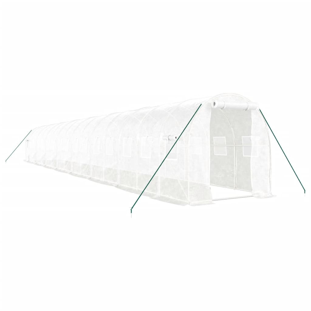 Greenhouse with Steel Frame White 32 m² 16x2x2 m