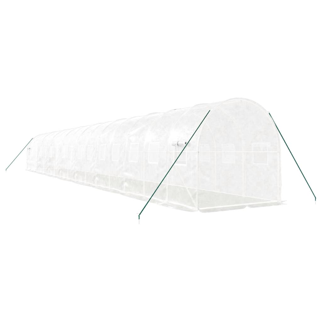 Greenhouse with Steel Frame White 32 m² 16x2x2 m