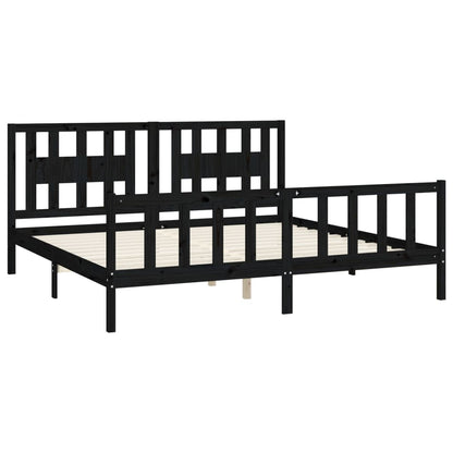 Bed Frame without Mattress Black Solid Wood Pine 200x200 cm