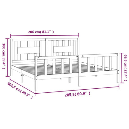 Bed Frame without Mattress Black Solid Wood Pine 200x200 cm