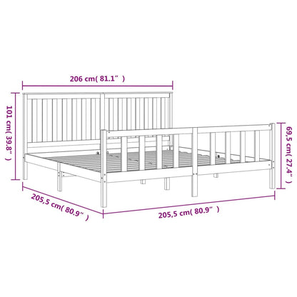 Bed Frame without Mattress Grey 200x200 cm Solid Wood Pine