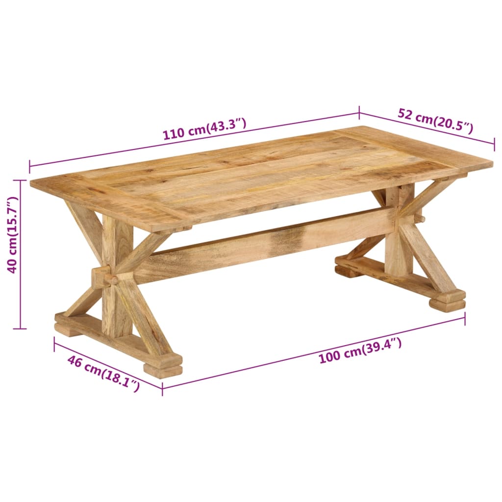 Coffee Table 110x52x40 cm Solid Wood Mango