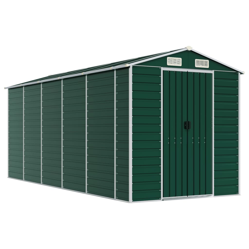 Garden Shed Green 191x470x198 cm Galvanised Steel