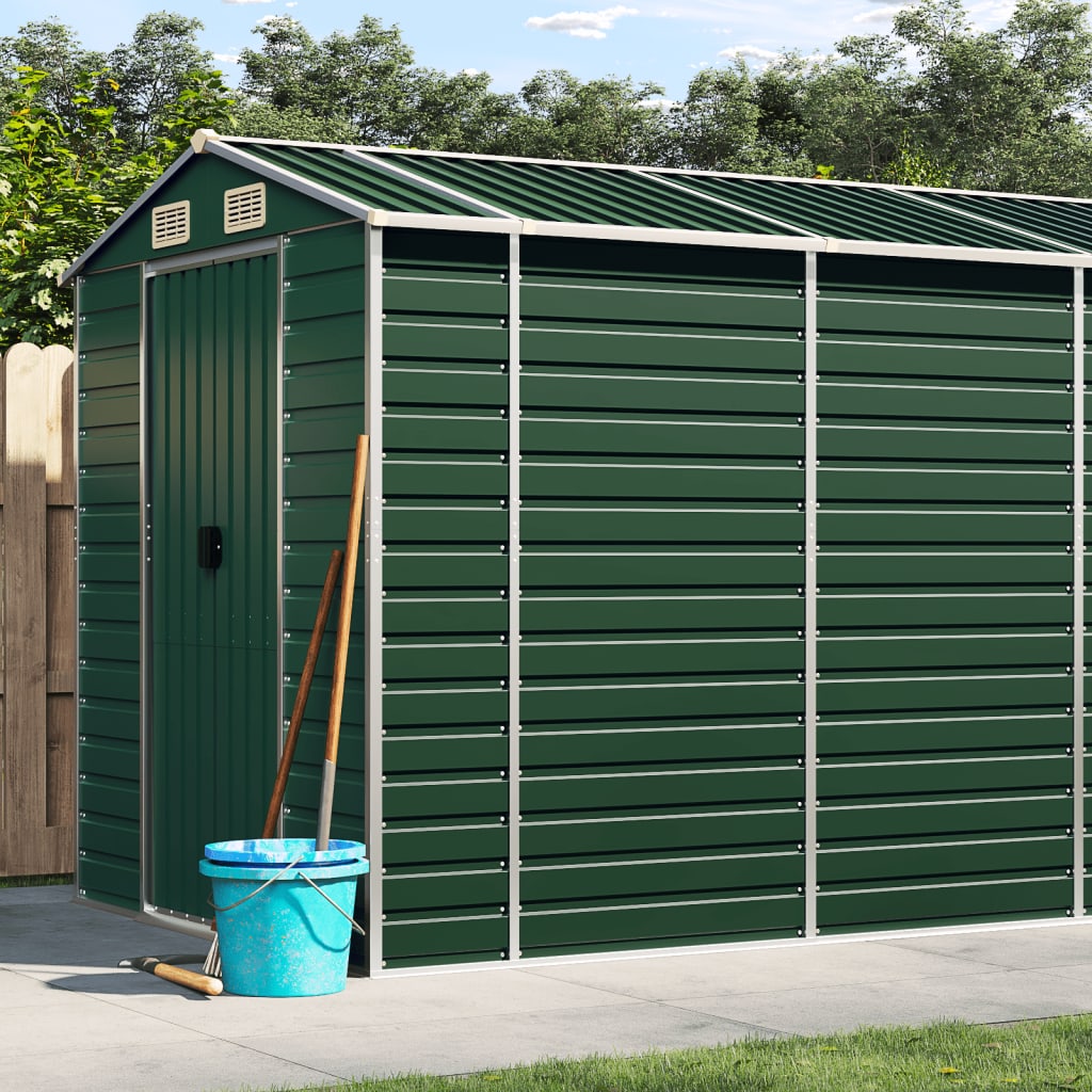 Garden Shed Green 191x470x198 cm Galvanised Steel