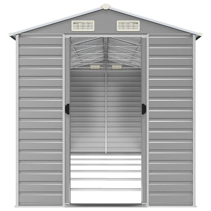 Garden Shed Light Grey 191x555x198 cm Galvanised Steel